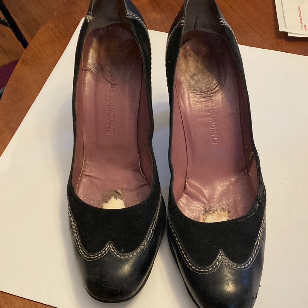 Charles Jordan Vintage 1990s suede and leather pumps
